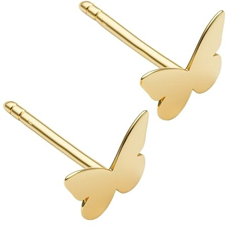 Boucles d’oreilles Bouton pressoir Femme – or 18 carats – 0.64 gr – design papillon aux ailes incurvées – Valeur refuge – Idée cadeau – poinçon 750 – Certificat d’authenticité – Salia Gold Paris
