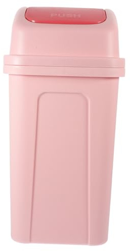 VILLCASE Cubo Basura Cocina Grande con Tapa Abatible y Diseño Presionable Contenedor Plástico Rosa para Residuos Domésticos para Fregadero y Sala de Estar