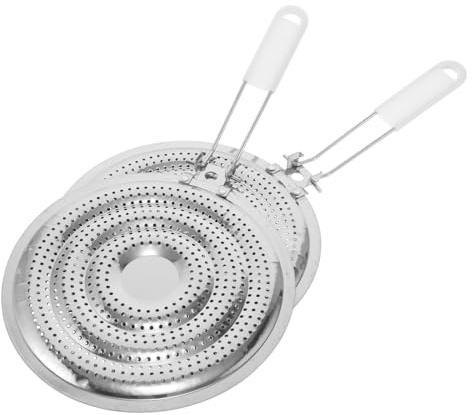 Diffuseur de Chaleur à Faible Frémissement en Acier Inoxydable 2 Pcs | Poignée en Silicone, Argenté, Résiste à Déformation, Se Nettoie Facilement