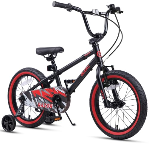 Glerc Razor 12, 14, 16 Zoll Kinderfahrrad im BMX-Stil für Kinder im Alter von 2 bis 8 Jahren, mit Stützrädern, Ständer und Klingel, Múltiples Colores