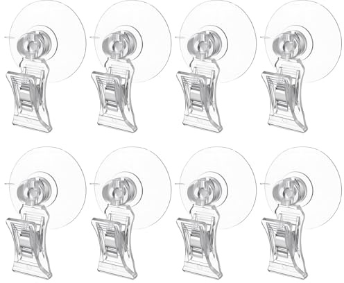 Grevosea 8 Stück Saugnapf-Haken-Clip-Halter Aquarium Saugnäpfe mit Clips Transparent Saugnapf Clip Saughaken für Aquarium Saugnapfes Klammer Multifunktions-Clip für Aquariums Zuhause Fenster Glaswand