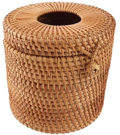 SUNGOOYUE Cubierta para Caja de Pañuelos de Ratán, Soporte Rectangular para Caja de Pañuelos, Material de Ratán, Acceso Limpio a los, Recarga Simple, Decoración de Mesa para Dormitorio, Baño,