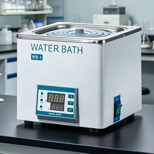 Laboratorievattenbad 3 L, 300 W rostfritt stål digitalt laboratorium vattenbad med torrbränningsskydd, 360° uppvärmning, LED-skärm, för exakt uppvärmning i forsknings- och undervisningslabb