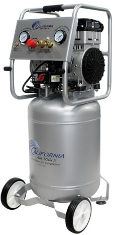 California Air Tools 10020C-22060 2.0 HP Ultra Quiet and Oil-Free Air Compressor, 10 Gallon Steel Tank with Wheels, 70 dBA Noise Level, 220 Volt
