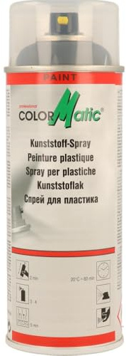 COLORMATIC 856617 Kunststoff-Spray Grau Seidenmatt 400 ml - Lackspray | Professionelle Breitstrahlzerstäubung, hohe Ergiebigkeit, schnelle Trocknung, gute Haftung auf Kunststoff