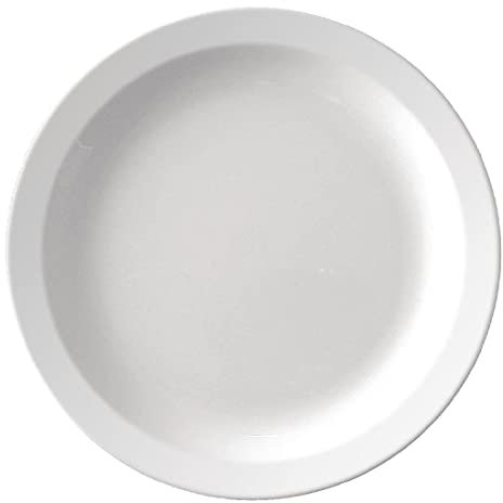 Olympia Kristallon Melamine Plastic Narrow Rimmed Plates 165mm (12 Pack) - Reusable Plates for Schools, Nursing Homes CB670