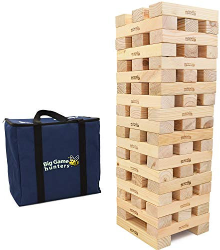 Big Game Hunters Super Giant Hi-Tower Wooden Block Game With Strong Canvas Carry Bag