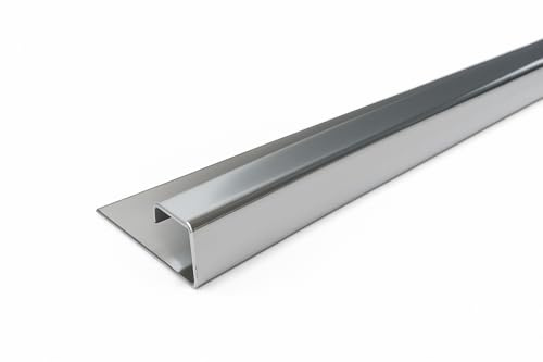8 Schienen a) 2,50m = 20 lfdm. Edelstahlschiene V2A glänzend 10 mm Quadro Fliesenschiene