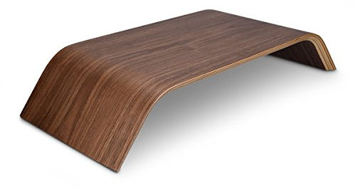 kalibri Computer Monitor Wood Stand - Universal Desk Monitor Holder - Desktop Dock Wooden Mount Display Riser for iMac PC TV Notebook Laptop - Walnut