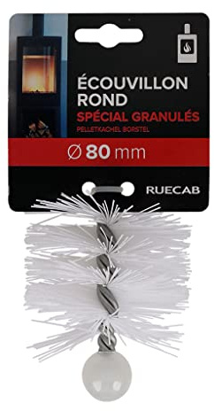RUECAB - Schornsteinbürste Ø 80 mm für Pelletofen/Pelletofen aus Nylon Ø 80 mm, Innengewinde M12 x 1,75 mm, Länge: 150 mm – Schornsteinbürste 80 mm – speziell für Pelletöfen