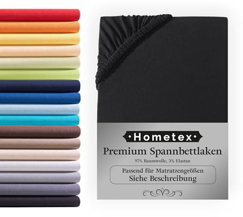 Premium Boxspringbett Spannbettlaken 140-160 x 200-220 cm, Spannbetttuch Bettlaken für Boxspringbett und Wasserbett, Oeko-TEX Made IN Green, Matratzen bis 40cm, Schwarz