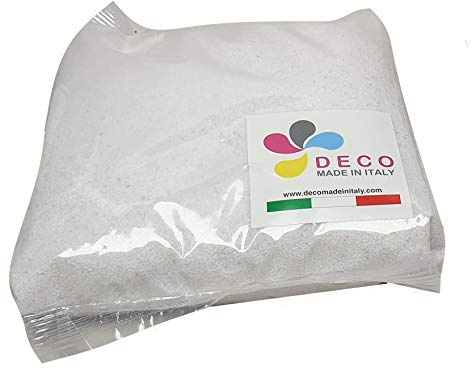 Deco Made in Italy 1 kg natürlicher farbiger Sand, leuchtende Farben, ungiftig, hypoallergen, 0,5 mm verpackt im Beutel – Farbe Weiß