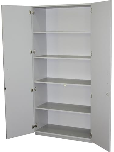 eurokraft pro | Flügeltürenschrank | HxBxT 1864 x 913 x 440 mm, 4 Fachböden, lichtgrau RAL 7035 mit Doppelflügeltür