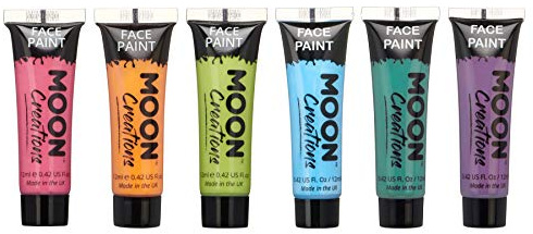 Moon Creations Tuben für Gesichts- und Körperbemalung, Brights-Set, gebrauchsfertige Gesichtsfarbe, ohne Flocken, tierversuchsfrei, Gesichtsfarbe, Feste, Halloween für Kinder, Erwachsene (grün)