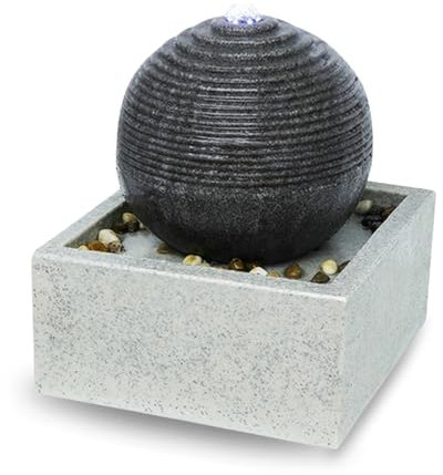 Fontana interna ed esterna moderna LED bianco, grande fontana decorativa giardino terrazza soggiorno, decorazione tavolo Zen rilassante, idea regalo occasione speciale, H 34 x 30 x 30 cm – Bonny