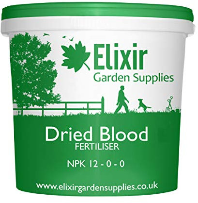 Elixir Gardens Dried Blood Organic Multi-Purpose Fertiliser 12-0-0 Various Sizes 500g-25kg | 2kg Tub | Treats over 55sqm