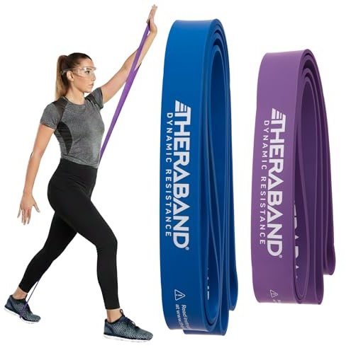 Theraband High Resistance Bands Set mit 2 elastischen Superbändern zur Verbesserung der Flexibilität, Reha für Verletzungen & Ganzkörpertraining, strapazierfähige Stretchbänder zum Heben
