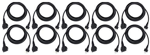 Stagecaptain PSPEXT-5 Verlängerungskabel IP44 5m 10x Set, 5 mm², 5 mm² | Outdoor-taugliches Kabel mit Schutzkontakt-Stecker und -dose, Fremdkörper- und spritzwassergeschützt nach Schutzklasse IP44