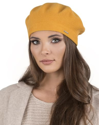 VIVISENCE Damen Baskenmütze Eleganter Wintermütze Warm Und Gemütlich Kopfbedeckung An Winter Und Herbst Warm Dick Strickmütze, Klassisch Mütze Für Frauen Modell 7005