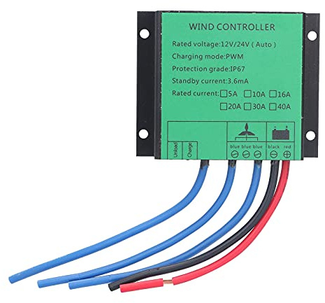 Walfront Regulador De Carga De Generador Eólico PWM Charge 100W-400W 12V / 24V, IP67 Controlador Automático A Prueba De Agua Regulador De Energía Eólica para De Turbina Eólica(5A)
