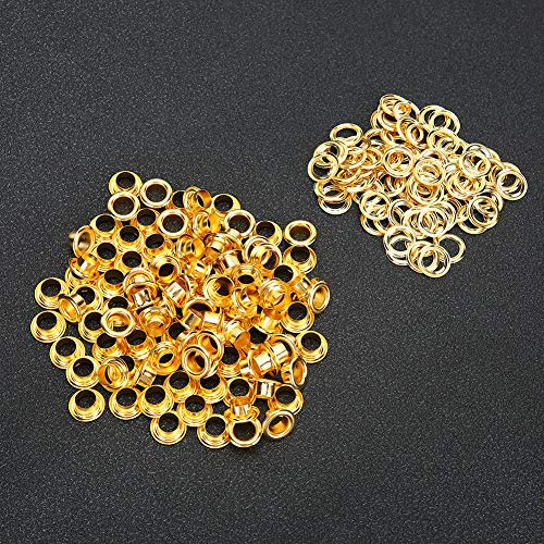 Tissting Ösen-Set 6mm, 200-teiliges Messingösen-Kit mit Hohlnieten für Leder, Schuhe und Stoffe, inklusive Aufbewahrungsbox für DIY-Projekte und Handwerk