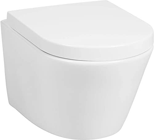 Saqu Sky 2.0 Hänge-WC mit Tiefspül mit Spülrand inkl. WC-Sitz mit Quickrelease Weiß - Wand-WC - Keramik