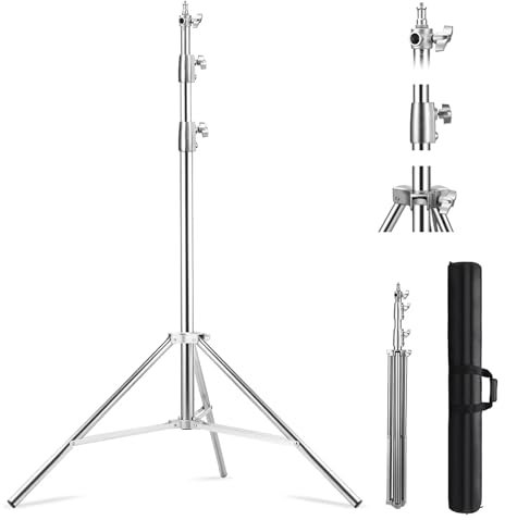 Soonpho 3m Spring Buffer Light Stand,Trépied Flash en Acier Inoxydable avec Sac de Rangement et Adaptateur 1/4.3/8 Pouces pour Enregistrement Vidéo Studio, Réflecteur, Lumière, Softbox, Parapluie