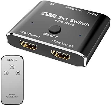 CHENLENIC HDMI 2.1 Richtungsschalter, Ultra HD, 8K, High Speed, 48 Gbit/s, nur 5,1 cm, 1out, 8K @ 60 Hz, 4K @ 120 Hz, Konverter, kompatibel mit Xbox PS5 Projektoren Monitoren (HDMI 2.1 Switch mit