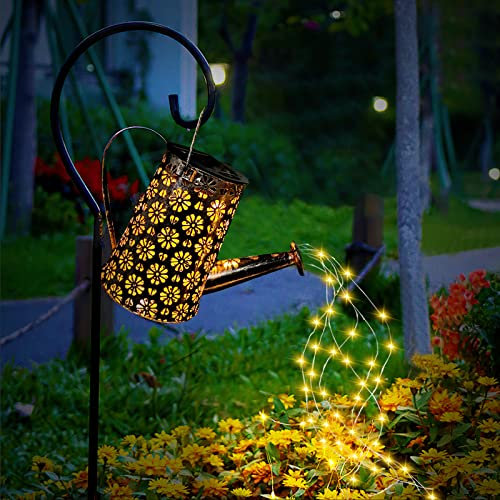 Fohil Lampada Annaffiatoio Solare Giardino, Luci Solari Esterno Impermeabile con Staffa con LED Catene Luminose Decorazioni Giardino per Cortile Terrazzo, Balcone Passerella