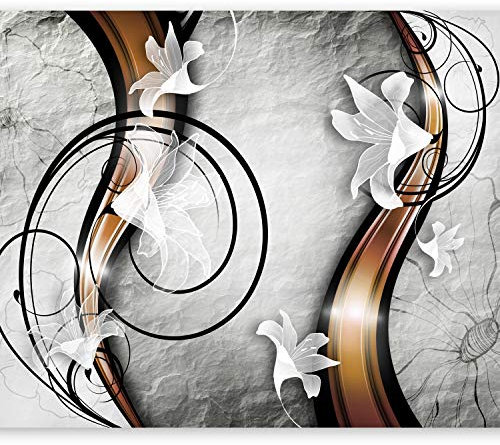 murando - Fototapete Premium-Vlies Blumen Lilien 100x70cm Foto Tapete Schlafzimmer Wohnzimmer Vliestapete XXL Motivtapeten Bildtapete 3d Effekt Wand Dekoration Flur Betonoptik Abstrakt grau braun