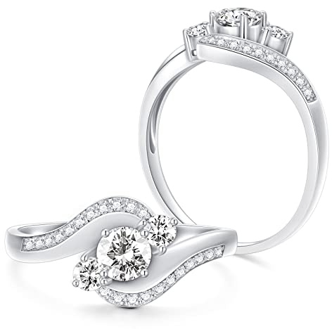 Molioaki 9 Karat (375) Verlobungsring Gold Weißgold eheringe damen Diamantring Brillantschliff 5A Zirkonia ring Verlobung Hochzeit Geschenk mit CZ