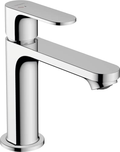 hansgrohe Rebris S - Waschtischarmatur mit Zugstangen-Ablauf, energiesparend (CoolStart), Wasserhahn Bad mit Auslaufhöhe 109 mm, Mischbatterie Waschbecken wassersparend (EcoSmart+), Chrom, 72588000