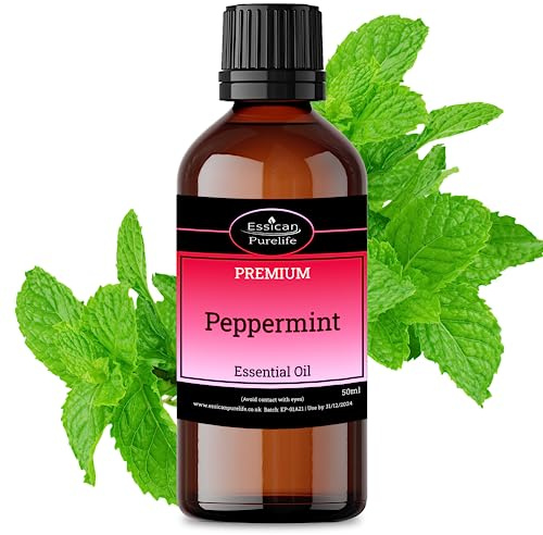 Essican Purelife Pure Peppermint Oil, 50ml Peppermint Essential Oils for Skin & Cleaning, Natural Essential Oil for Candle Making, Rat, Insects & Spider Repellent Scented Oils for Home Humidifiers
