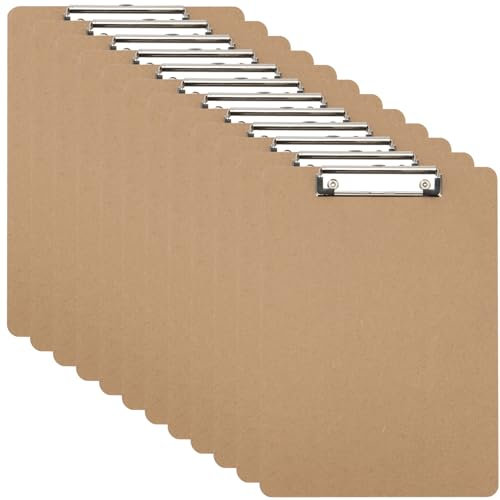 DAKFOOK Klemmbrett A4 aus Holz, 31,5 x 22,5 cm, Hartfaserplatte, Klemmbretter Holz mit Loch zum Aufhängen und Niedrigem Profil-Metallclip, Klemmbrett Braun für Restaurant-Menü, Bürobedarf