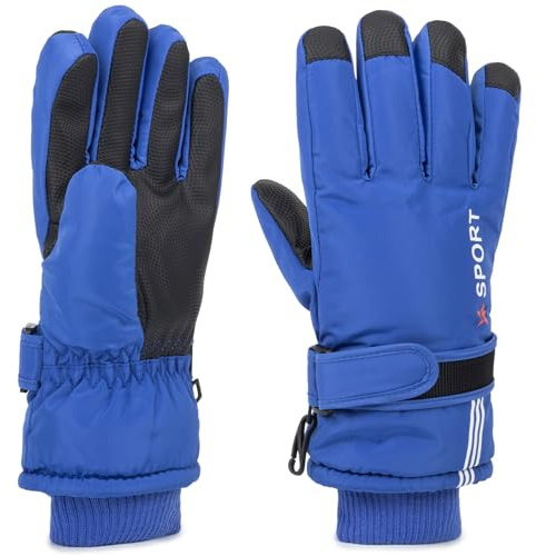 INOGIH Kids Waterproof Ski-Gloves Warm Snow Gloves for 6-12 Years,Winter Thick Warm Snowboard Gloves for Youth Teens