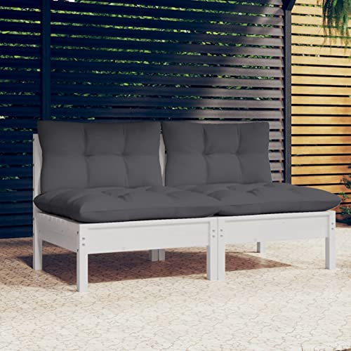 ARKEM 2-Sitzer-Gartensofa mit Anthrazit Kissen Massivholz Kiefer Balkon Lounge Balkonlounge