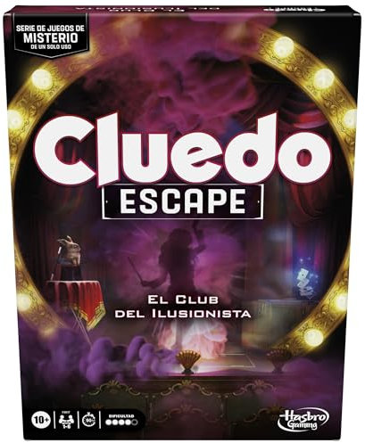 Hasbro Gaming Cluedo Escape: Der Club des Illusionisten, Mystery-Brettspiel Typ Escape Room für Halloween, kooperative Logikspiele für Jungen und Mädchen ab 10 Jahren, 1 bis 6 Spieler
