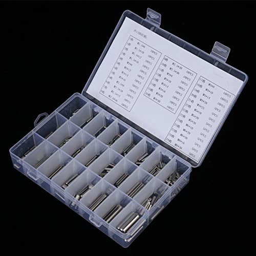 Akozon 280-teiliges Hochwertiges Federspannstift-Set aus 304 Edelstahl mit Organisierter Kunststoffbox – Größen M1,5 Bis M8