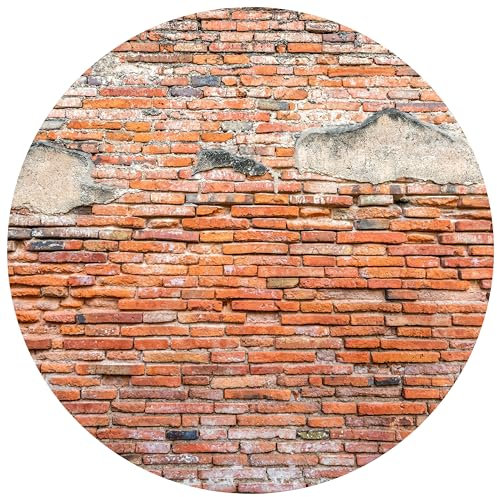 wandmotiv24 Runde Fototapete alte Ziegelwand Backstein, selbstklebende Strukturtapete 260g - Klein - (50cm) M0045
