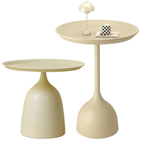 Tablett Beistelltisch, Sofatisch, kleine runde Kaffeetisch, Betttisch aus Metall, Akzent Couchtisch, Outdoor Indoor Snack Tisch für Wohnzimmer, Schlafzimmer, Heimbüro
