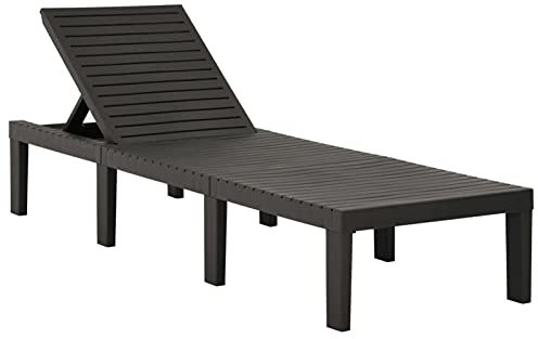 LAPOOH Sonnenliege Kunststoff Anthrazit, Gartenliege, Liegestuhl, Sonnenstuhl, Sonneninsel Outdoor, Liegen, Gartenmöbel, Bäderliege, Relaxliege - 315827