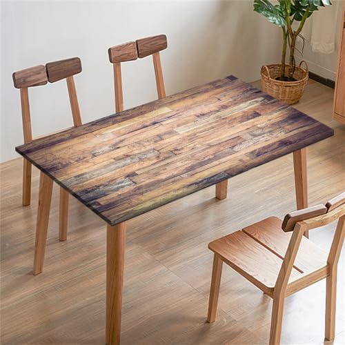 Morbuy Rechteckige Drucken Elastische Tischdecke, Rechteckig Tischdecke mit Gummizug Spanntischdecke Gartentischdecke für Outdoor Picknick Camping Partys (80x80cm,Farbige Holzbretter 7)