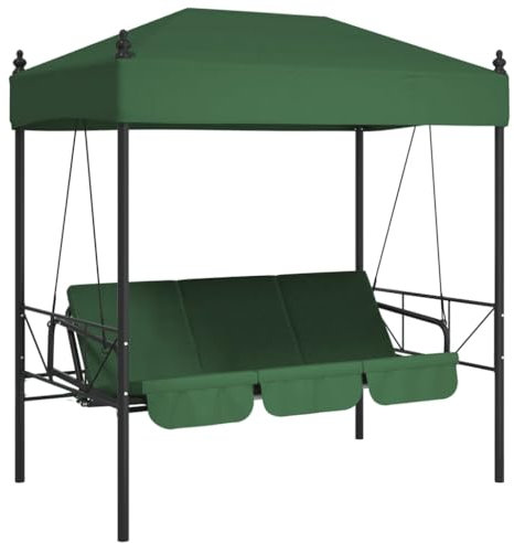 vidaXL Hollywoodschaukel mit Dach Grün Stahl, Schaukelbank, Hollywood Schaukel, Hängeschaukel, Hollywoodschaukel, Gartenschaukel, Gartenschaukel