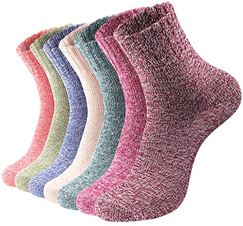 Fullogo 7 Pairs Thermal Wool Socks - Soft Winter Socks Women, Thick Knit Ladies Thermal Socks, Warm Socks Women, Fashion Vintage Womens Socks Leg Warmers, Christmas Gifts for Womens