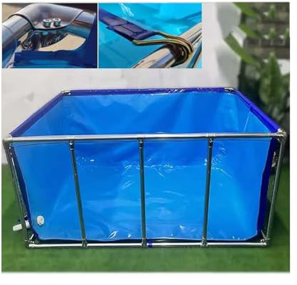 Grand bassin de piscine pliable avec support en métal – Fenêtre de visualisation transparente pour l'élevage de poissons koï – Facile à installer – Utilisation agricole