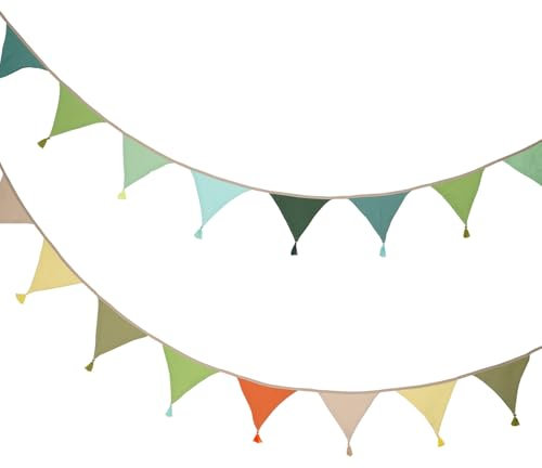 JDBlissful Banderines de Fiesta, Bunting de Tela, Banderas Triangulares de Colores, Guirnalda Banderines Arpillera, para Cumpleaños,Boda,Escuela,Fiesta al Aire Libre jardín (Verde)
