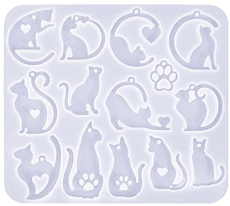 Qsvbeeqj Moules en Résine Époxy Faits À Main pour Boucles d'oreilles Chats et Animaux - Moule À Pendentif avec Trou