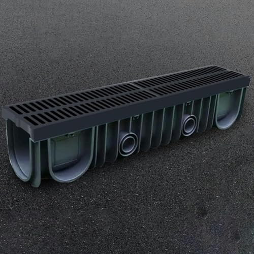 BTOIASYHF Drainage Channel Drainage Grid for Outdoor Use, 20 25 30 35 cm Wide Trench Drain/Gutter Drain with Grid for Driveway/Garage/Landscape, Patio Drainage System, Downpipe (100 x 200x