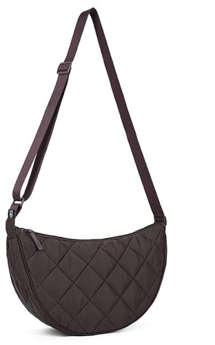 HAIWILL Halbmond Crossbody Bag Damen Umhängetasche Mittelgroß Nylon Gesteppte Tasche Damen Puffer Bag Hobo Shopper Tasche Schultertasche mit Verstellbarem Schultergurt für Uni Arbeit Reisen Alltag