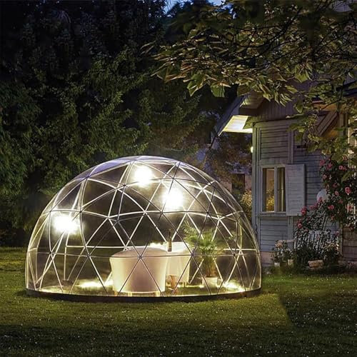 PIWSCIOO 3,6 m/12 Fuß Kuppelhaus-Campingzelt, Gartenkuppel-Iglu-Zelt mit transparenter Luftpolsterfolie für den Außenbereich, Dicke wasserdichte PVC-Abdeckung